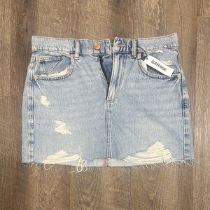 Garage Blue Mini Skirt Distressed Casual
